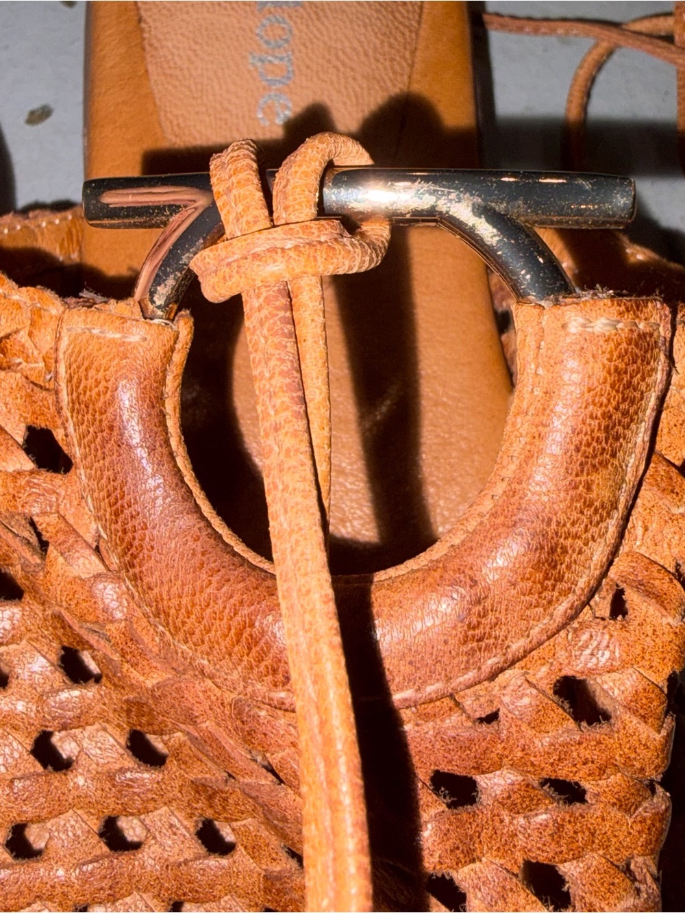 Antelope Brown Woven Leather Ciara Ankle Strap Sandals Shoes size 39/8 - Picture 6 of 9